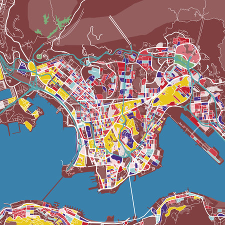 HONG KONG CHINA CITY STREET MAP ARTのイラスト素材