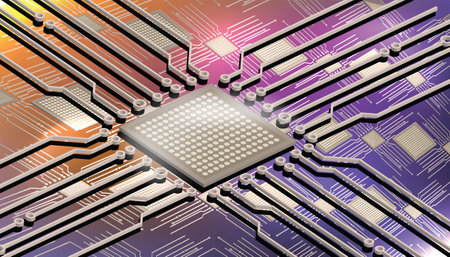 Artificial Intelligence Chip On Circuit Motherboard Background Modern Technology Concept