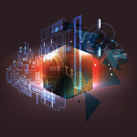Artificial intelligence Processor chip of Cube Technology. Big data storage, Cloud computing, Machine learning, Ai blockchain technology.のイラスト素材