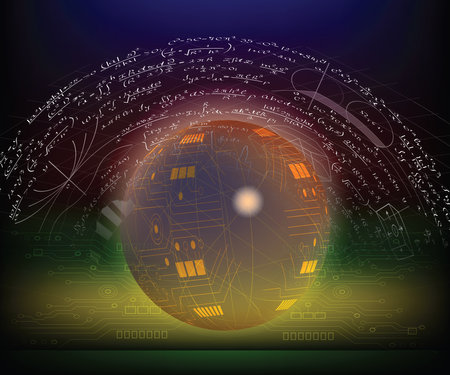 Advanced mathematical formulas with Abstract hi-tech technology background,vector imageのイラスト素材