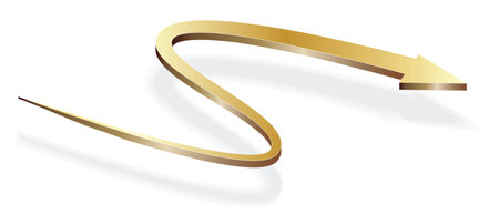 Isometric curved arrow gold metal with shadow illustrations,vector element designのイラスト素材