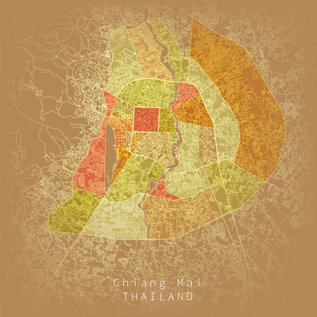 Chiang Mai city Urban Streets Roads Map, Printable Map of Chiang mai with detailed street , High-quality printable wall art for home or office.のイラスト素材