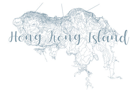 Hong Kong Island Map with written headline. Travel the world concept Travel Memories, Map of Travel ,vector image for digital marketing and poster prints.のイラスト素材