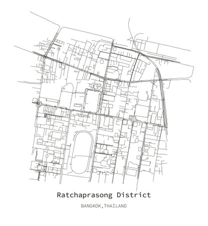Ratchaprasong District Bangkok,street map,vector image for marketing ,digital product ,wall art and poster prints.のイラスト素材