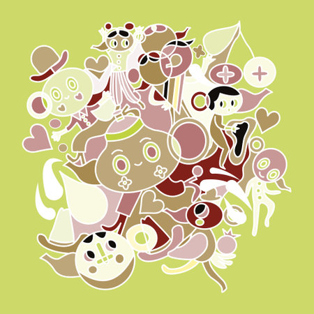 Cartoon doodle cute group of teapots illustrations pattern background