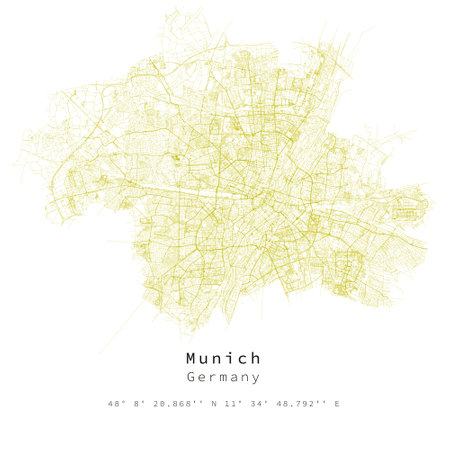 Munich,Germany,Urban detail Streets Roads Map  ,vector element template image for marketing ,product ,wall art and poster prints.のイラスト素材