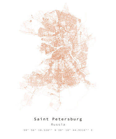 Saint Petersburg,Russia, Urban detail Streets Roads Map  ,vector element template image for marketing ,product ,wall art and poster prints.のイラスト素材