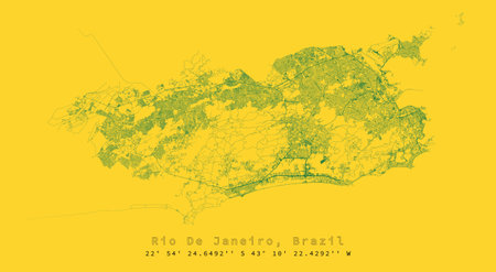 Rio De Janeiro, Brazil,accurate map, detail Streets Roads Map,editable vector element template image for marketing ,product ,wall artのイラスト素材