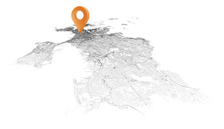 Boston,United States of America,isometric detail Streets Roads Map with location pin, element image