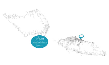 Apia capital city of Samoa Urban Streets Roads Map with city center location pin,illustration vector element imageのイラスト素材