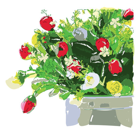 Sketch-style impressionnist painting,Decorative bouquet,Digital illustration vector imageのイラスト素材