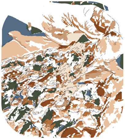 Sketch-style impressionnist painting,Hand picks up a slice of pizza,Digital illustration vector imageのイラスト素材