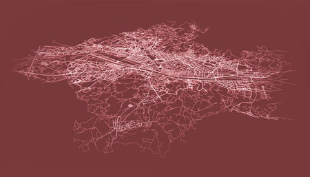 Florence City in Italy,street road map,vector outline illustration imageのイラスト素材