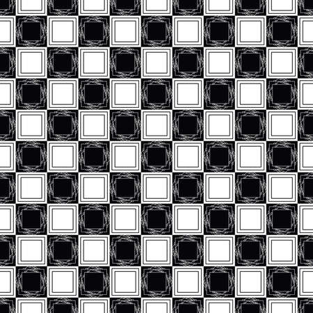 mini check seamless repeat pattern with hexagons in next-level black and whiteのイラスト素材