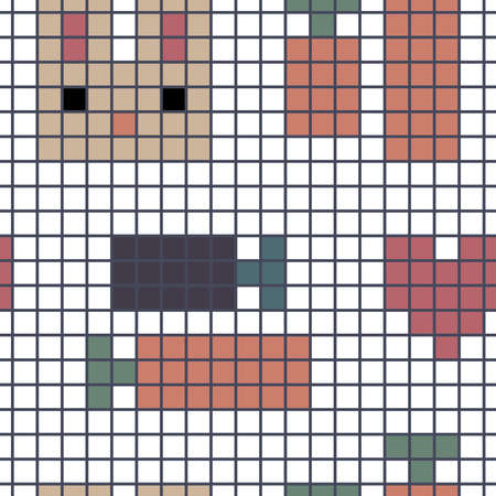 Easter (rabbit) seamless repeat pattern in orange, yellow, red, violet, green, blue, black, indigo...