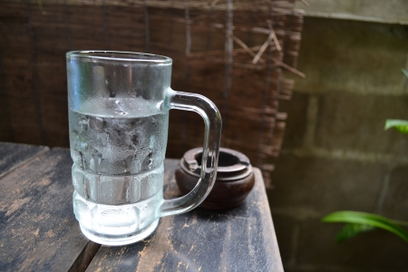 dinking water on coner tableの写真素材