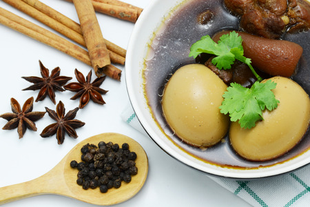 eggs and pork stewed in gravyの写真素材