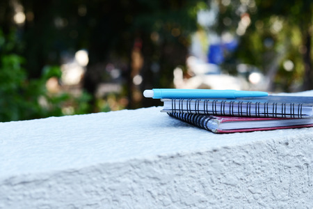 books and note on garden viewの写真素材