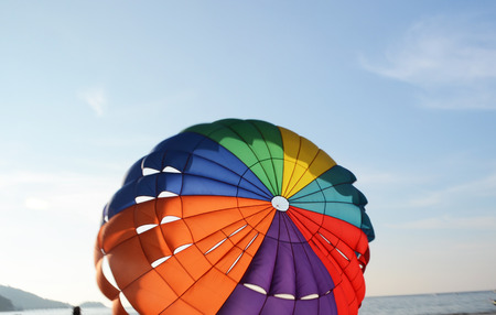 beach activity, parasailling, fly, beach, activitieの写真素材