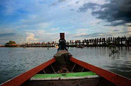 Ubein bridge Mandalay, Myanmarの写真素材