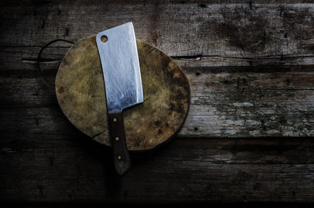 knife on old wood background