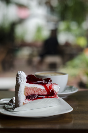 coffee and cake in chill out cafe and restuarantの写真素材