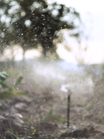 Bokeh blur background by spring water in sun lightの写真素材