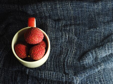 Fresh Lychee and red cover fruit sweet tast Thailand grest fruit
