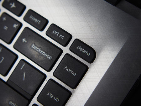 Keyboard of a laptop close-up. Shallow depth of field.