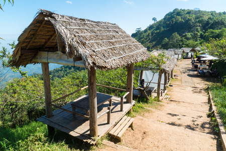 CHIANG MAI THAILAND - DECEMBER 24, 2015 - Charming open air bamboo restaurant at Doi Mon jam in Chiang mai,Thailandのeditorial素材
