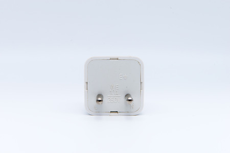 Two pin plug adapter isolated on white backgroundの写真素材