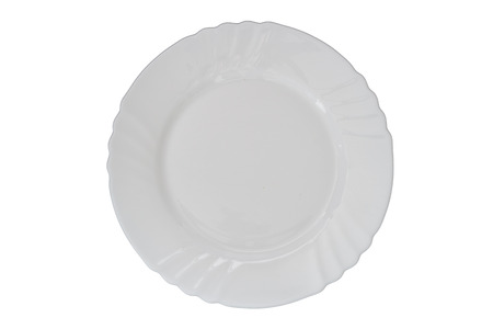 empty plate isolated white backgroundの写真素材