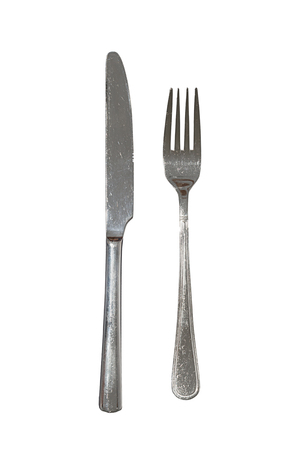 fork and knife isolatedの写真素材
