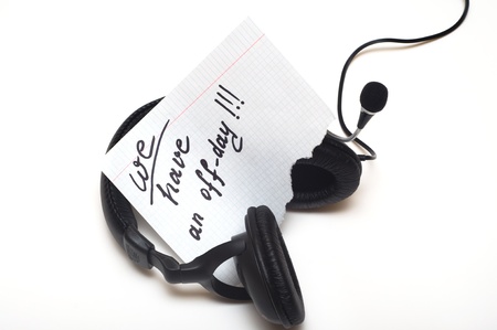 letter left workers with the text lays on ear-phones