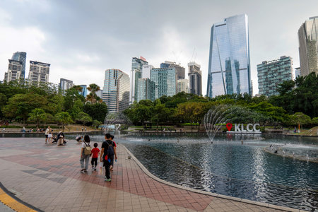 Scenic Urban View of KLCC Park and Skyscrapers in Kuala Lumpur 29.01.2026 Malaysia