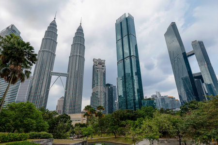 Kuala Lumpur Cityscape Featuring Petronas Twin Towers and Modern Skyscrapers over KLCC Park Kuala...