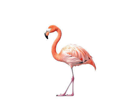 Flamingo bird isolated on white background, watercolor illustration.の素材