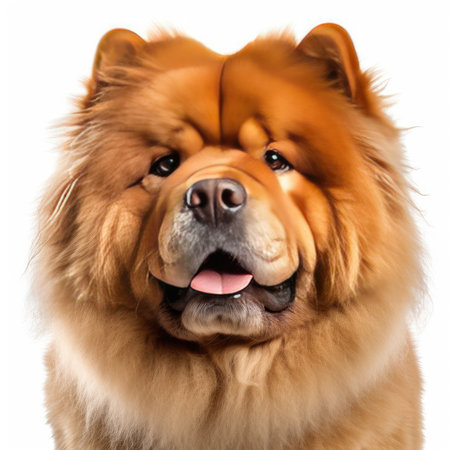 chow chow dog isolated on white background. close up.の素材