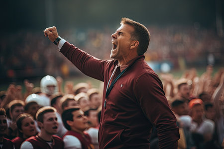 EPICENTER Counter Strike: Global Offensive esports event. A fan in a red tracksuit rejoices at his favorite team.の素材