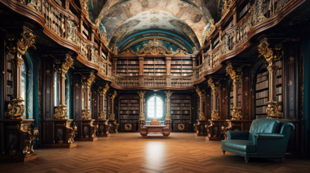 Luxury interior of an old royal palace. 3d renderingの素材