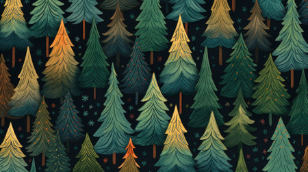 Seamless pattern with coniferous trees. Vector illustration.の素材