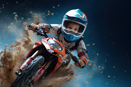 Motocross rider in action on the race track. Extreme sports.の素材