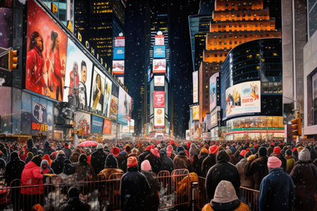 s Square, featured with Broadway Theaters and huge number of LED signs, is a symbol of New York City and the United States.の素材