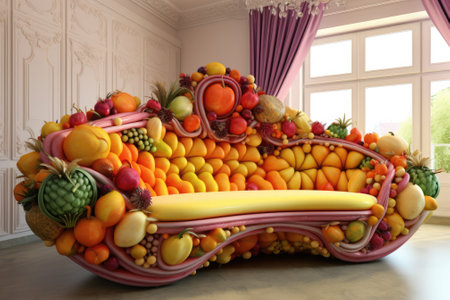 Fruit sofa in the interior of the room. 3d renderingの素材