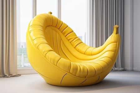 Comfortable yellow armchair in modern interior. 3D Renderingの素材