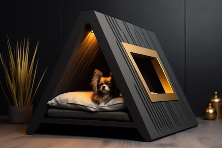 Cute chihuahua dog resting in a modern room.の素材