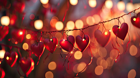 Valentine's day background with heart-shaped lights and bokehの素材