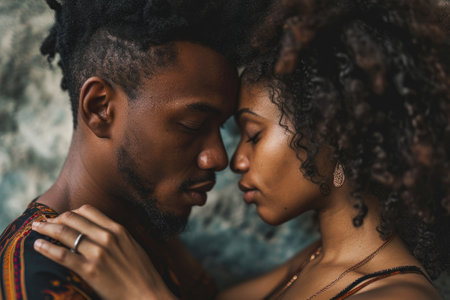 Portrait of a young couple in love. African american man and woman in love.の素材