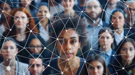 Connected People Networking Connection Technology Concept. Modern Graphic Design.の素材