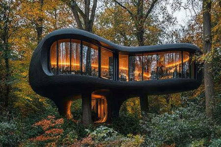 Beautiful wooden sculpture in the park in autumn. Scenic view.の素材